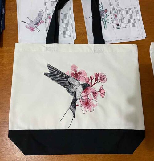Okinawa bird with blossoms bag