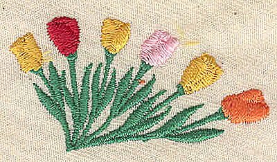 Embroidery Design: Tulips in a row<br> 2.06w X 1.07h