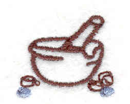 Embroidery Design: Pestle and Mortar<br> 0.83w X 0.94h