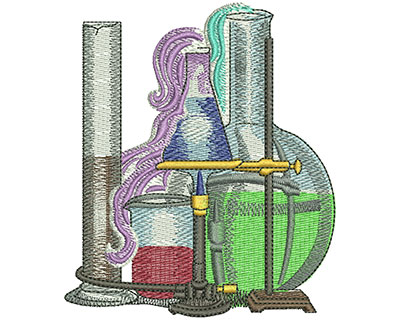 Embroidery Design: School Science Club Beakers Lg 3.46w X 4.01h