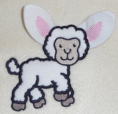 Embroidery Design: Lamb applique<br> 4.00w X 4.44h