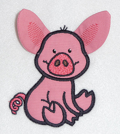 Embroidery Design: Pig applique<br> 3.81w X 4.10h