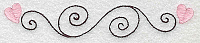 Embroidery Design: Hearts and swirls large<br> 4.99w X 0.93h