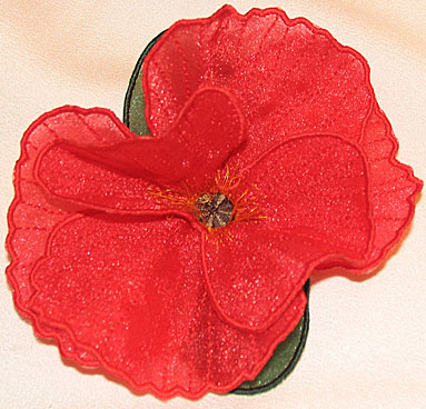 Embroidery Design: Poppy 3D Flower small<br>5.09"w X 3.49"h