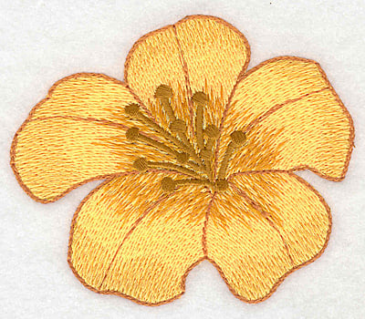 Embroidery Design: Yellow trumpet bloom large realistic <br> 3.13"h x 3.73"w