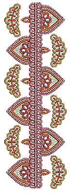Embroidery Design: Henna border design 1<br> 2.30w X 6.89h