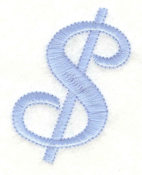 Embroidery Design: Dollar sign<br>1.77w X 2.27h