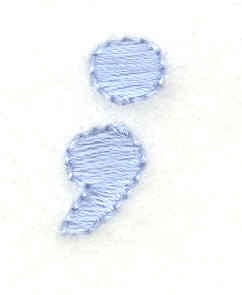 Embroidery Design: Semi colon<br>0.37w X 0.65h