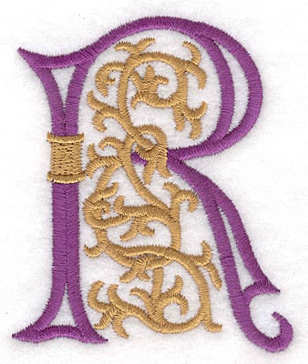 Embroidery Design: Festive Alphabet R large <br>2.97"w X 3.55"h