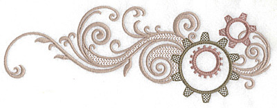 Embroidery Design: Cogs and swirl large<br> 10.06w X 3.68h
