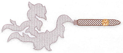 Embroidery Design: Cigar and smoke<br> 6.99w X 2.89h