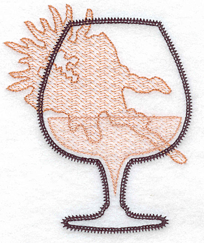 Embroidery Design: Brandy snifter large<br> 4.08w X 4.99h