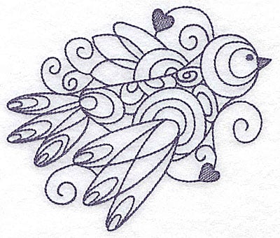 Embroidery Design: Bird with hearts<br> 4.96w X 4.19h