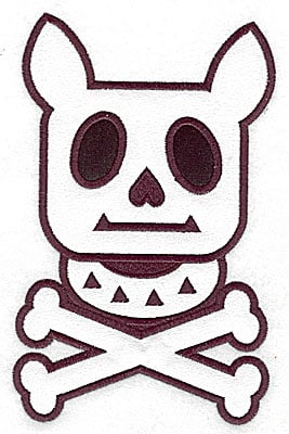 products-products-AIPSK112 | Embroidery Legacy Embroidery Design: Dog with collar and cross bones double applique<br> 6.95w X 4.39h