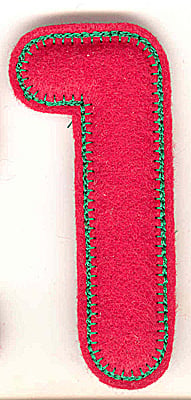 Embroidery Design: Puffy felt number 1 large<br> 2.00w X 4.91h