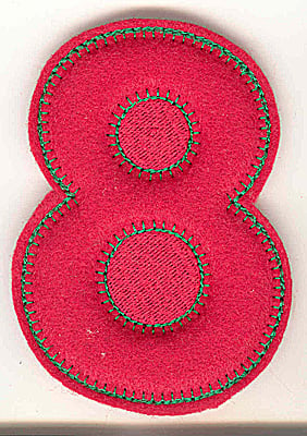 Embroidery Design: Puffy felt number 8 small<br> 2.56w X 3.63h