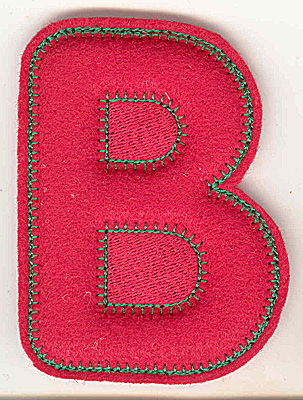 Embroidery Design: Puffy felt alphabet B large<br> 3.62w X 4.85h
