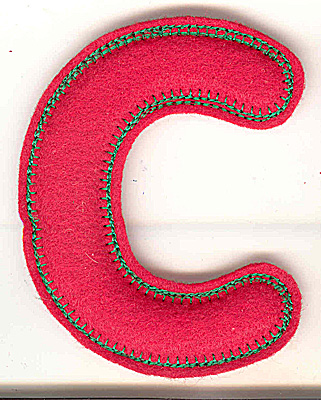 Embroidery Design: Puffy felt alphabet C large<br> 3.87w X 4.99h