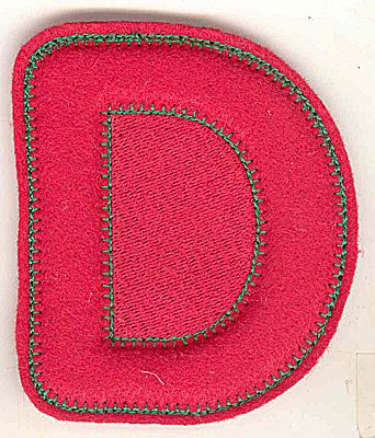 Embroidery Design: Puffy felt alphabet D large<br> 4.18w X 4.85h