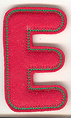 Embroidery Design: Puffy felt alphabet E large<br> 2.83w X 4.85h