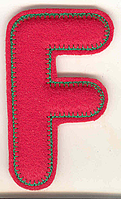 Embroidery Design: Puffy felt alphabet F large<br> 2.84w X 4.91h