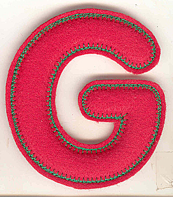 Embroidery Design: Puffy felt alphabet G large<br> 4.59w X 4.99h