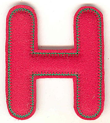 Embroidery Design: Puffy felt alphabet H large<br> 4.24w X 4.93h