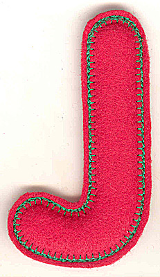Embroidery Design: Puffy felt alphabet J large<br> 2.68w X 4.99h