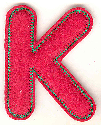Embroidery Design: Puffy felt alphabet K large<br> 3.90w X 4.93h