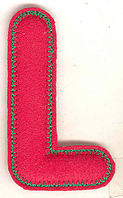 Embroidery Design: Puffy felt alphabet L large<br> 2.80w X 4.91h