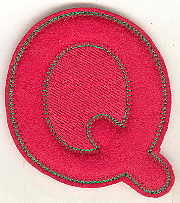 Embroidery Design: Puffy felt alphabet Q large<br> 5.27w X 4.86h