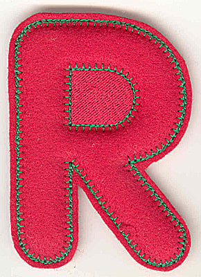 Embroidery Design: Puffy felt alphabet R large<br> 3.56w X 4.91h