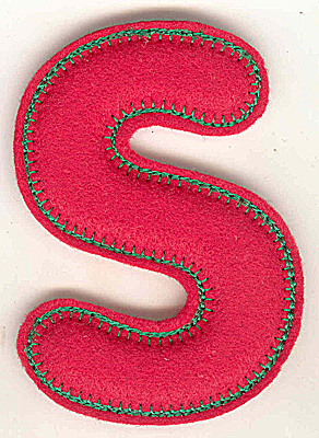 Embroidery Design: Puffy felt alphabet S large<br> 3.44w X 4.99h