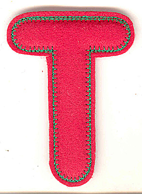 Embroidery Design: Puffy felt alphabet T large<br> 3.53w X 4.91h