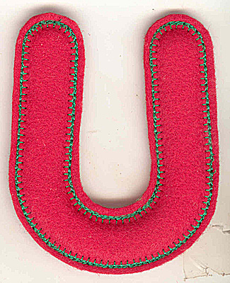 Embroidery Design: Puffy felt alphabet U large<br> 4.13w X 4.93h