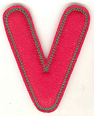 Embroidery Design: Puffy felt alphabet V large<br> 4.17w X 4.98h
