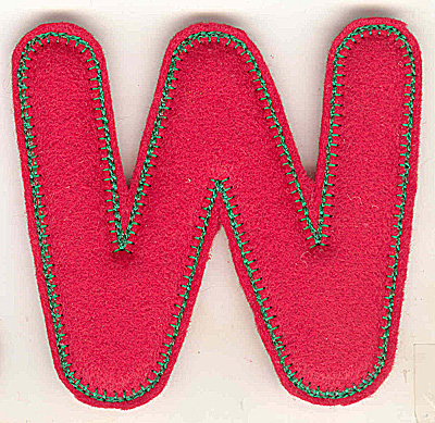 Embroidery Design: Puffy felt alphabet W large<br> 6.18w X 4.93h