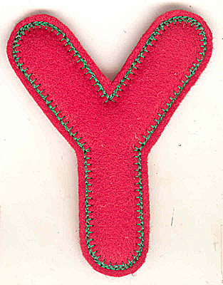 Embroidery Design: Puffy felt alphabet Y large<br> 3.89w X 4.98h