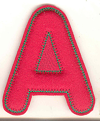Embroidery Design: Puffy felt alphabet A small<BR>3.13w X 3.63h