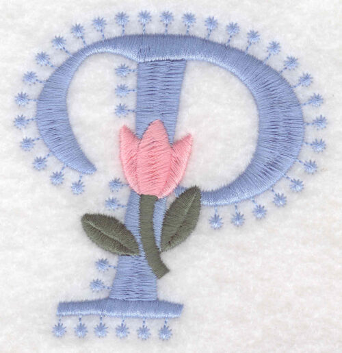 Embroidery Design: P Large<br>3.51inH x 3.37inW