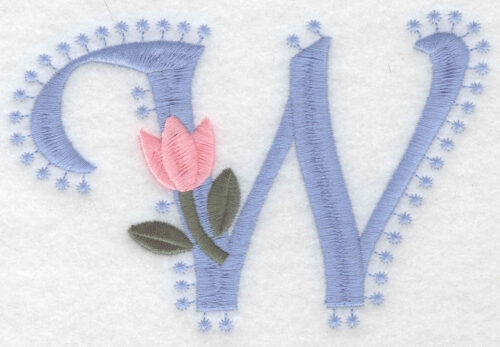 Embroidery Design: W Large<br>3.50inH x 5.40inW
