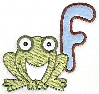 products-products-AISWTA2F | Embroidery Legacy Embroidery Design: F frog large double applique<br> 4.94w X 4.73h