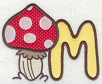 Embroidery Design: M mushroom large double applique<br> 4.97w X 4.01h