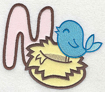 Embroidery Design: N nest large double applique<br> 4.95w X 4.11h