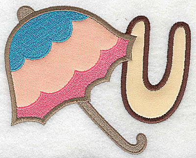 Embroidery Design: U umbrella large double applique<br> 4.96w X 3.96h