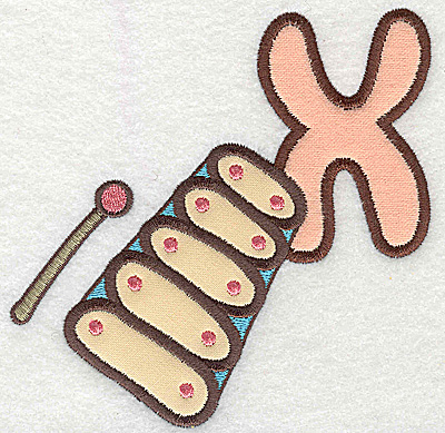 Embroidery Design: X xlophone large double applique<br>4.98w X 4.97h