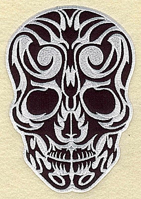 Embroidery Design: Tattoo Skull applique J large<br> 5.88w X 8.50h