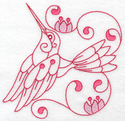 Embroidery Design: Hummingbird E extra large<br> 7.04w X 6.85h