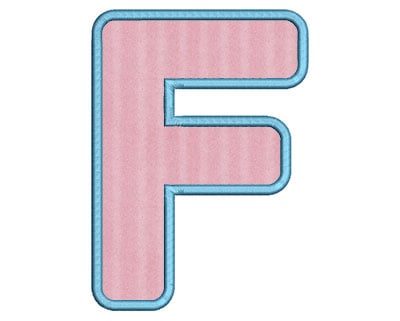 Embroidery Design: F Bold Applique Large<br> 4.13w X 5.76h