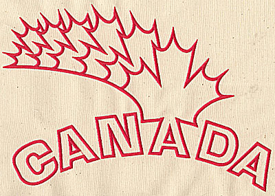 Embroidery Design: Canada with maple leaves<br> 10.25w X 6.88h